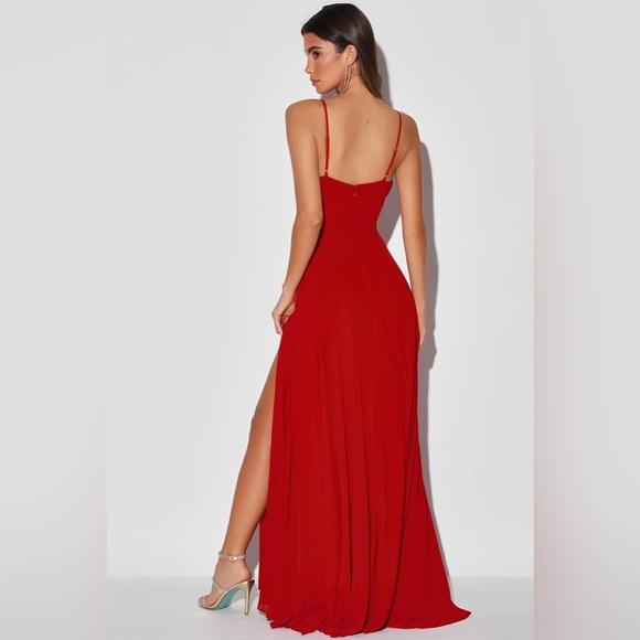 Lulu’s Cause For Commotion Bustier Maxi Dress Red Size M - Picture 3 of 15